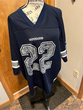 LOGO 7 Cowboys #22 Navy Football Jersey